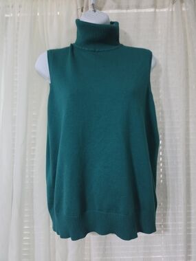 Cable & Gauge Teal Sleeveless Turtleneck Sweater Vest